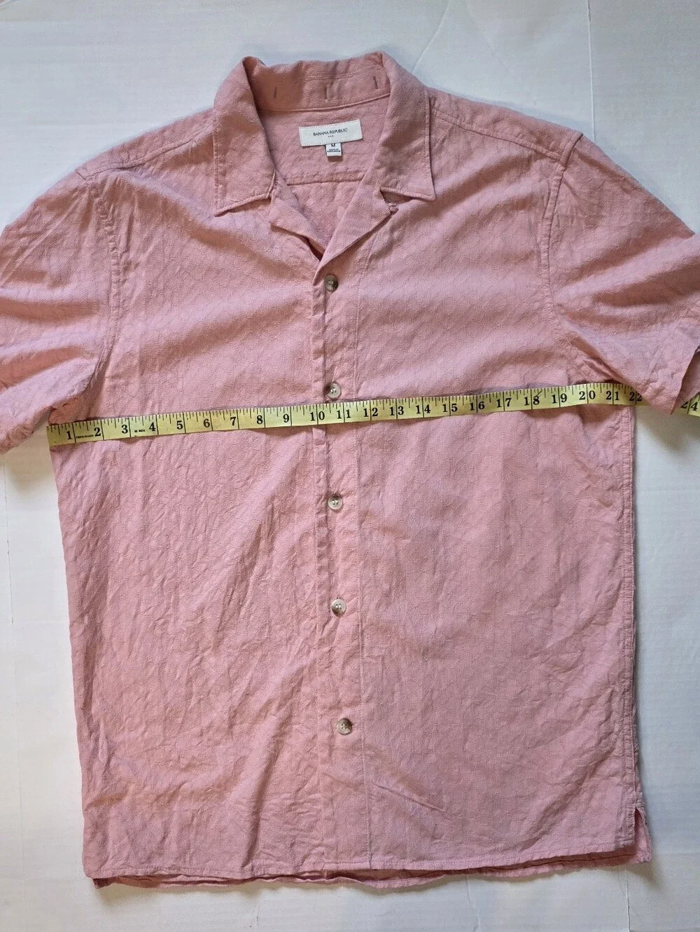 Banana Republic men's Pink short-sleeve Camp shirt Cotton Resortwear Old money M